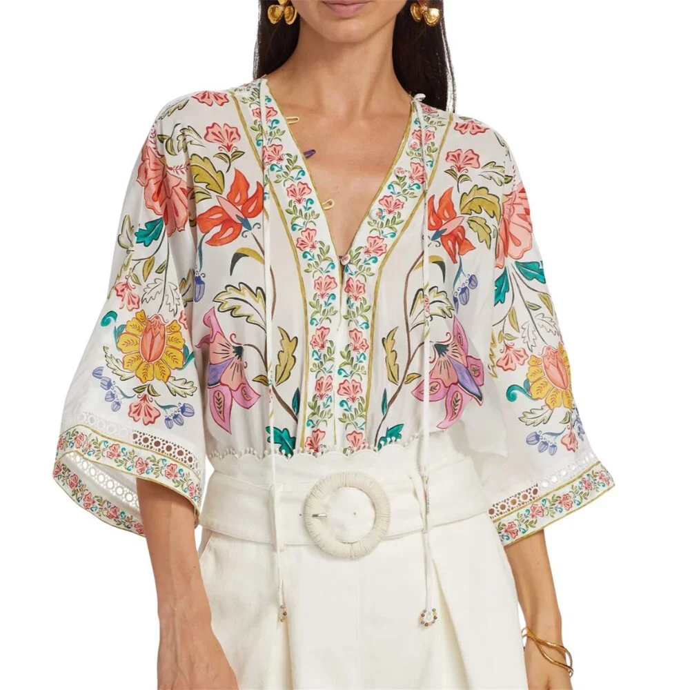 FARM Rio Off-White Insects Floral Bodysuit - Picture 2 of 10